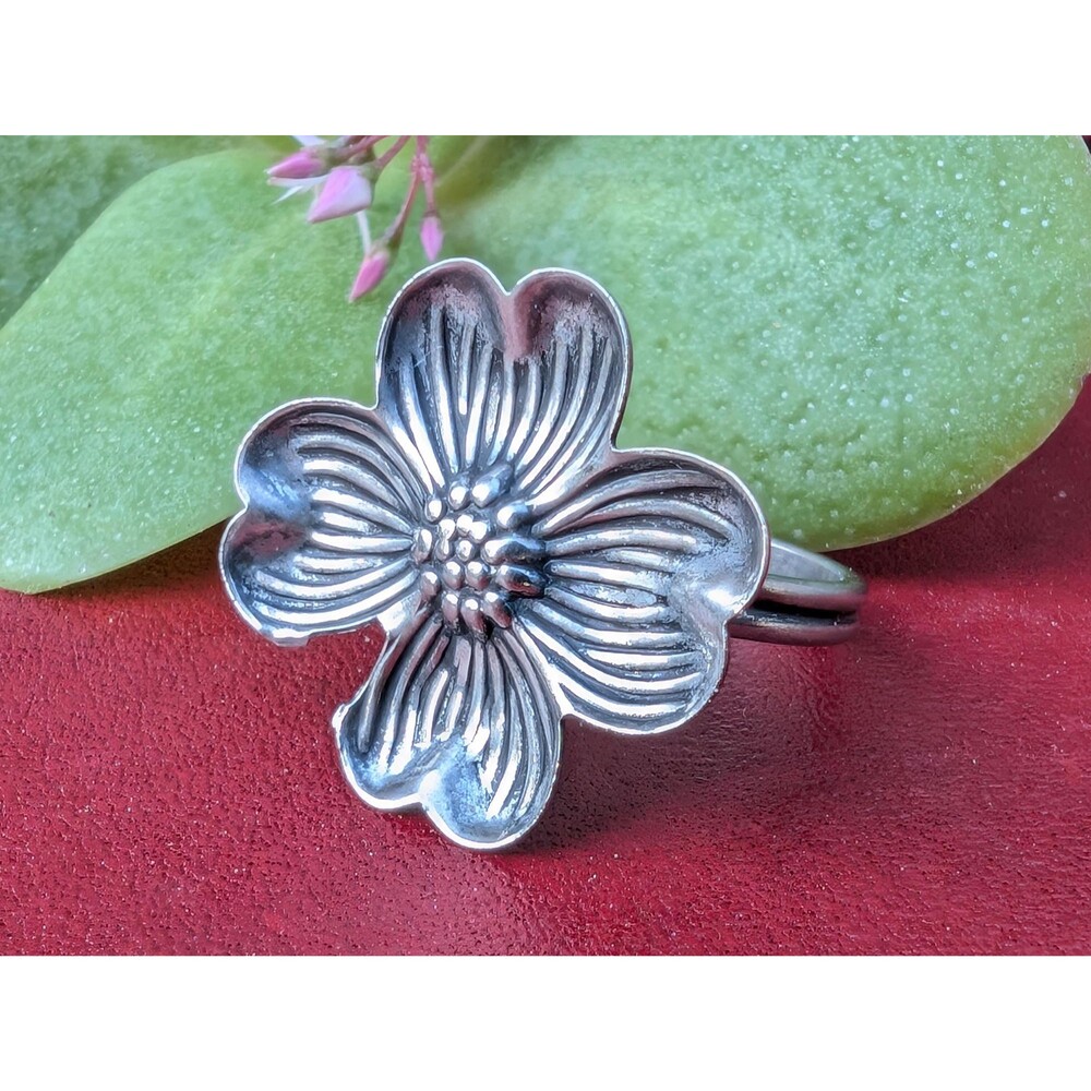 Vintage Dogwood Flower Ring; Romantic Jewelry